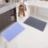 SAVYA HOME Pack of 2 Bathroom Mat PVC/Non-Slip & Soft/Light Weight Mat for Living Room, Anti Skid Mat for Bathroom Floor/Shower Mat/Multipurpose Mat, Grey & Blue